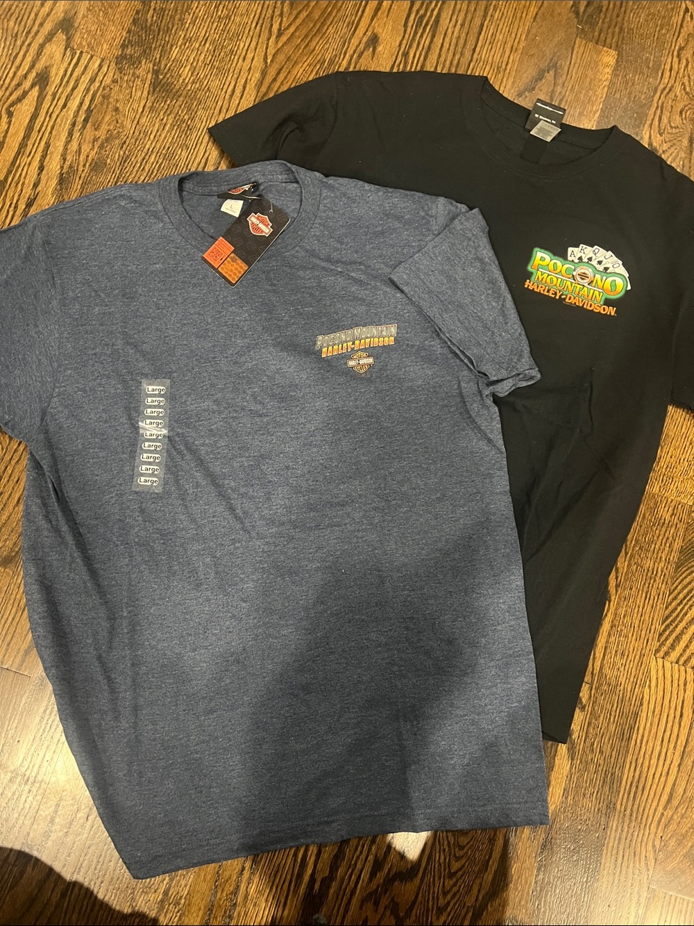 Harley-Davidson Black and Heather Blue Short Sleeve Graphic Tees